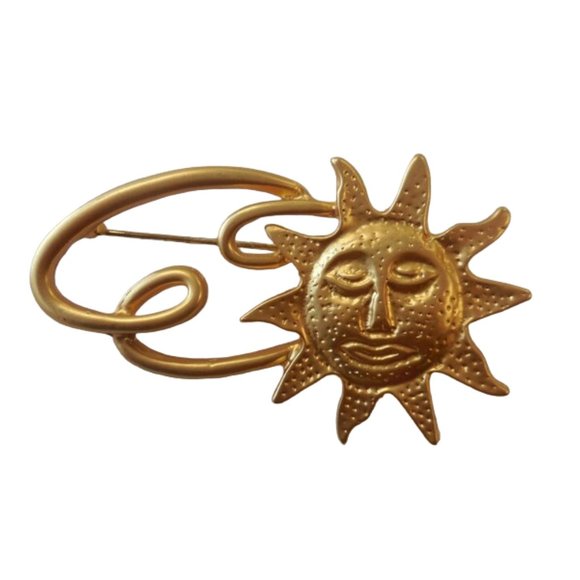 Vintage Jewelry Set Sun Brooch and Cilp-on Earrings accessories gifts - Picture 9 of 9